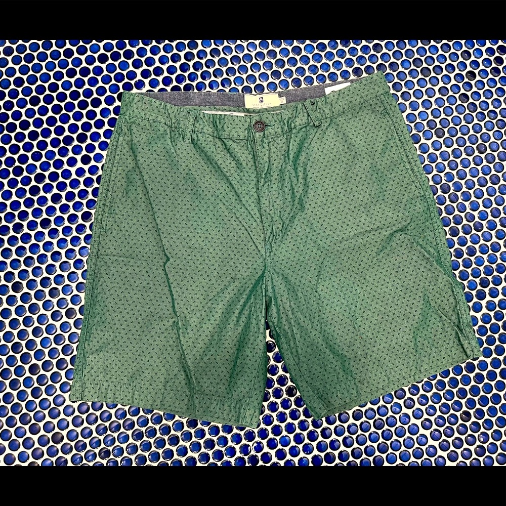 Men’s Nautical Anchor Pattern Shorts Green Navy Blue Sz 36 Steel & Jelly